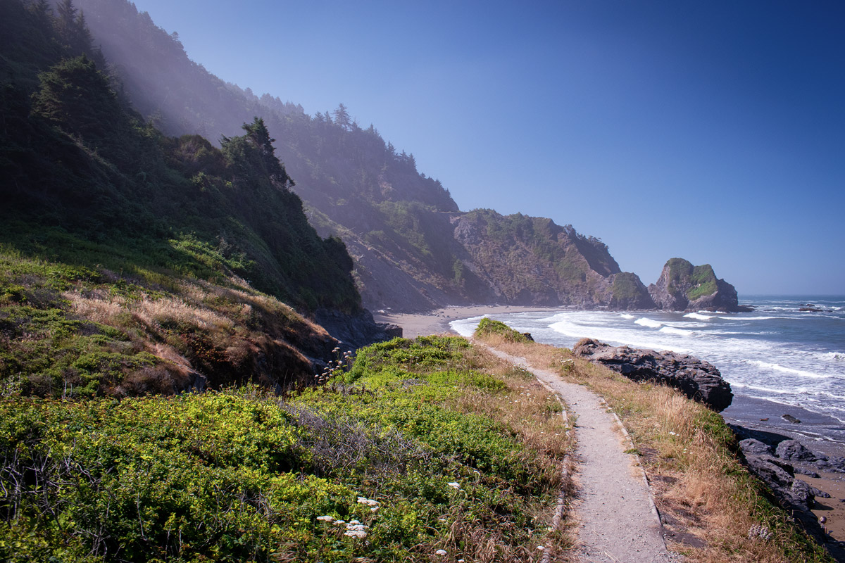 A long winding path along the coast